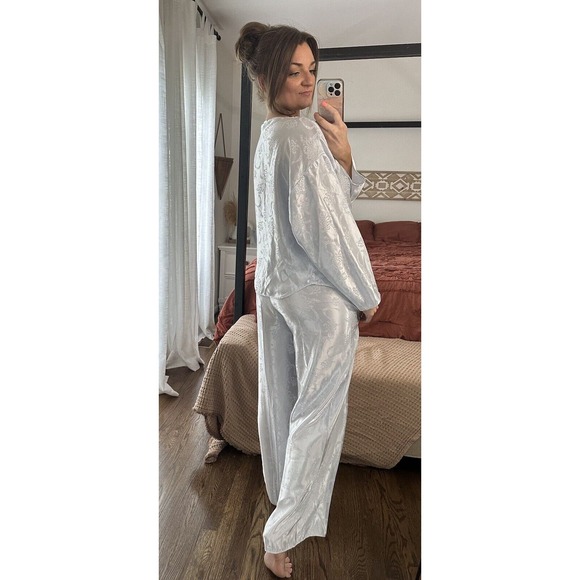 Vintage Jessica McClintock Gunne Sax Size M/L Silky Glossy Wet Look Pajama Set - Picture 3 of 7